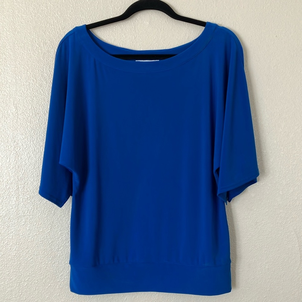 Joseph Ribkoff Blue Stretch Knit Career Wear Top, 12